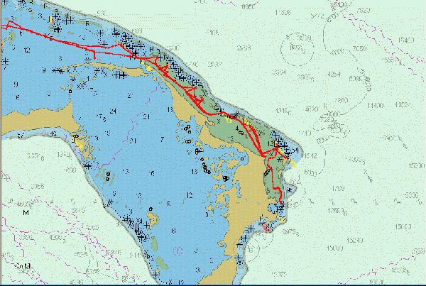 Moira's track, eastern Cays