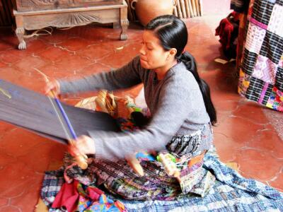 Backstrap loom, Casa del Tejido, Antigua, Guatemala