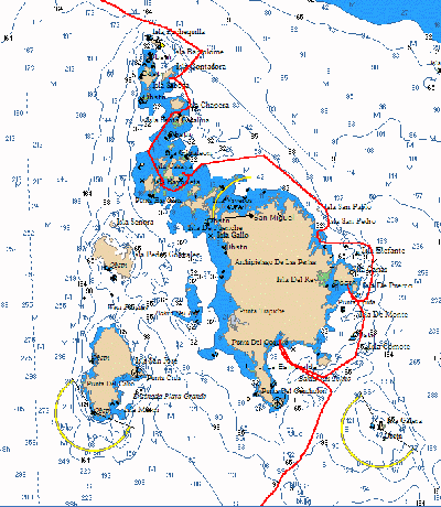 Chart of Moira's track, Islas Las Perlas, Panama