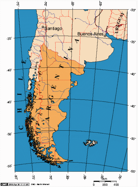 Map of Patagonia. Courtesy Wikipedia
