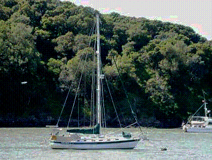 Moira on a mooring, Angel Island, San Francisco Bay